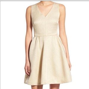 NWT Vineyard Vines preppy gold sparkly party dress with Tiffany blue‎ lining 6